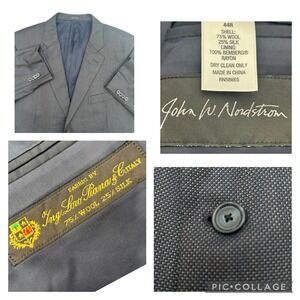 John W Nordstrom Men's 75%Wool 25%Silk Suit Jacket 44R Loro Piana Italy Fabric